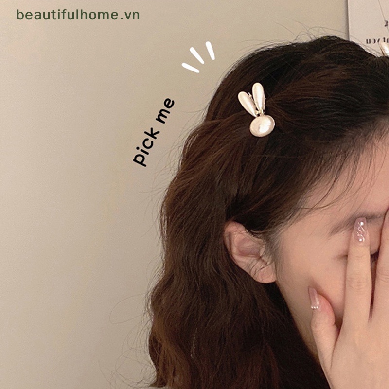 Kẹp Tóc Tai Thỏ Đính Ngọc Trai Thời Trang Cho Nữ