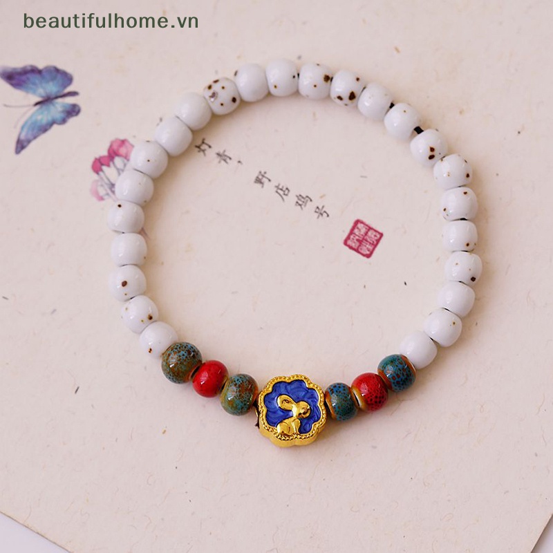 [beautifulhome] Vòng Tay Hạt Gốm Sứ Hình Thỏ Dễ Thương Phong Cách Trung Hoa Làm Quà Tặng Trang Sức Đám Cưới / Năm Mới [beauty]