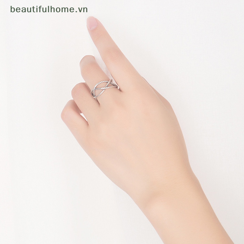 Nhẫn Dây Xích Dạng Hở Màu Bạc Thái Chất Lượng Cao Có Thể Điều Chỉnh Cho Nam Nữ