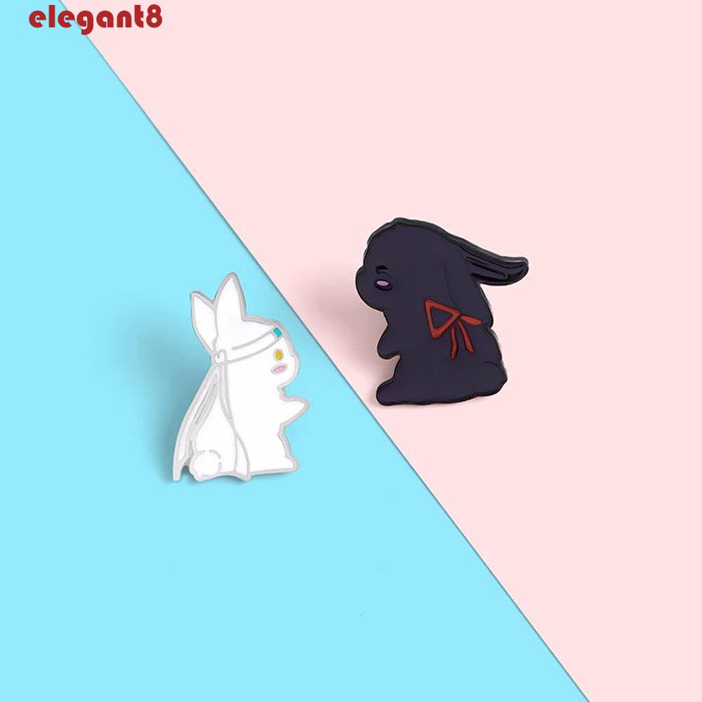 Huy Hiệu Cài Áo Ba Lô Túi Xách Hình Thỏ Trắng Đen Thanh Lịch Mo Dao Zhu Shi Grandmaster of Demonic Wei Wuxian Chen Qing Ling