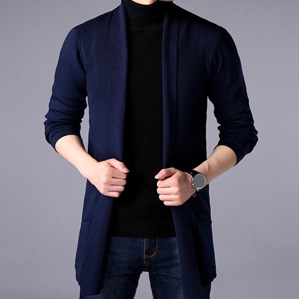 Áo Khoác Cardigan Dệt Kim Màu Sắc Tinh Khiết Chống Nhăn Thời Trang Thu Đông Cho Nam Giới