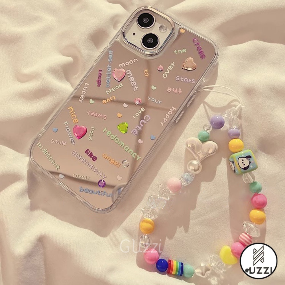 Ốp Lưng Gương Chữ Đầy Màu Sắc Tương Thích Cho Iphone 11 15 14 12 13 Pro Max Xr Xs Vòng Đeo Tay Hạt Tpu Ốp Lưng