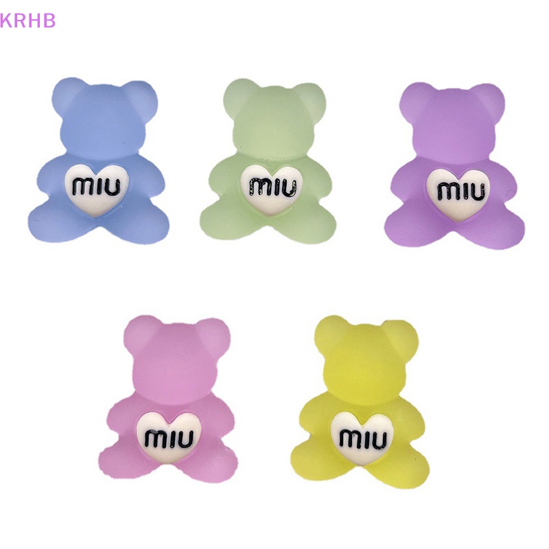 Bộ 2 Miếng Dán Hình Gấu Bằng Nhựa Phát Quang Trang Trí Bảng Điều Khiển Xe Hơi / Nhà Cửa / Sân Vườn Diy Mới