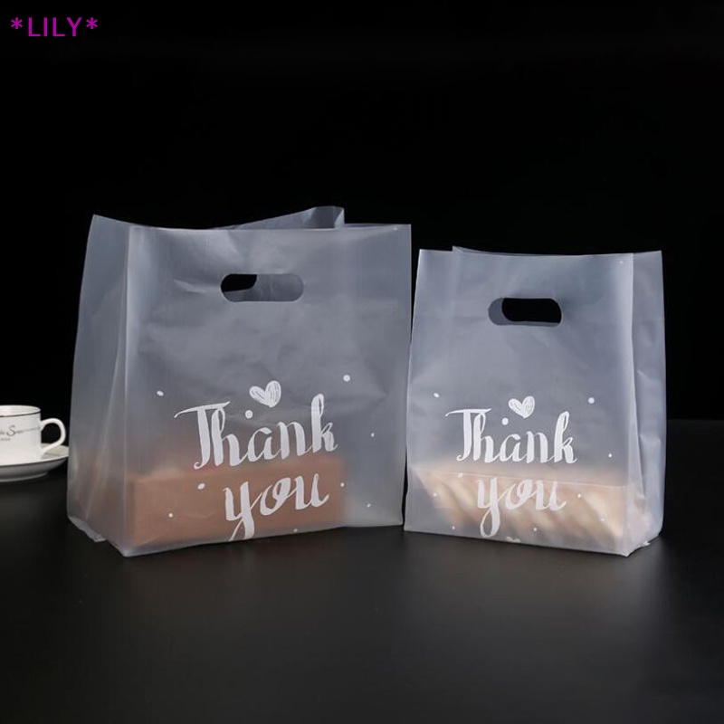 Lily 50pcs Cảm ơn bạn nhựa kẹo Túi Quà Tặng Túi mua sắm đám cưới Gói Túi uuu