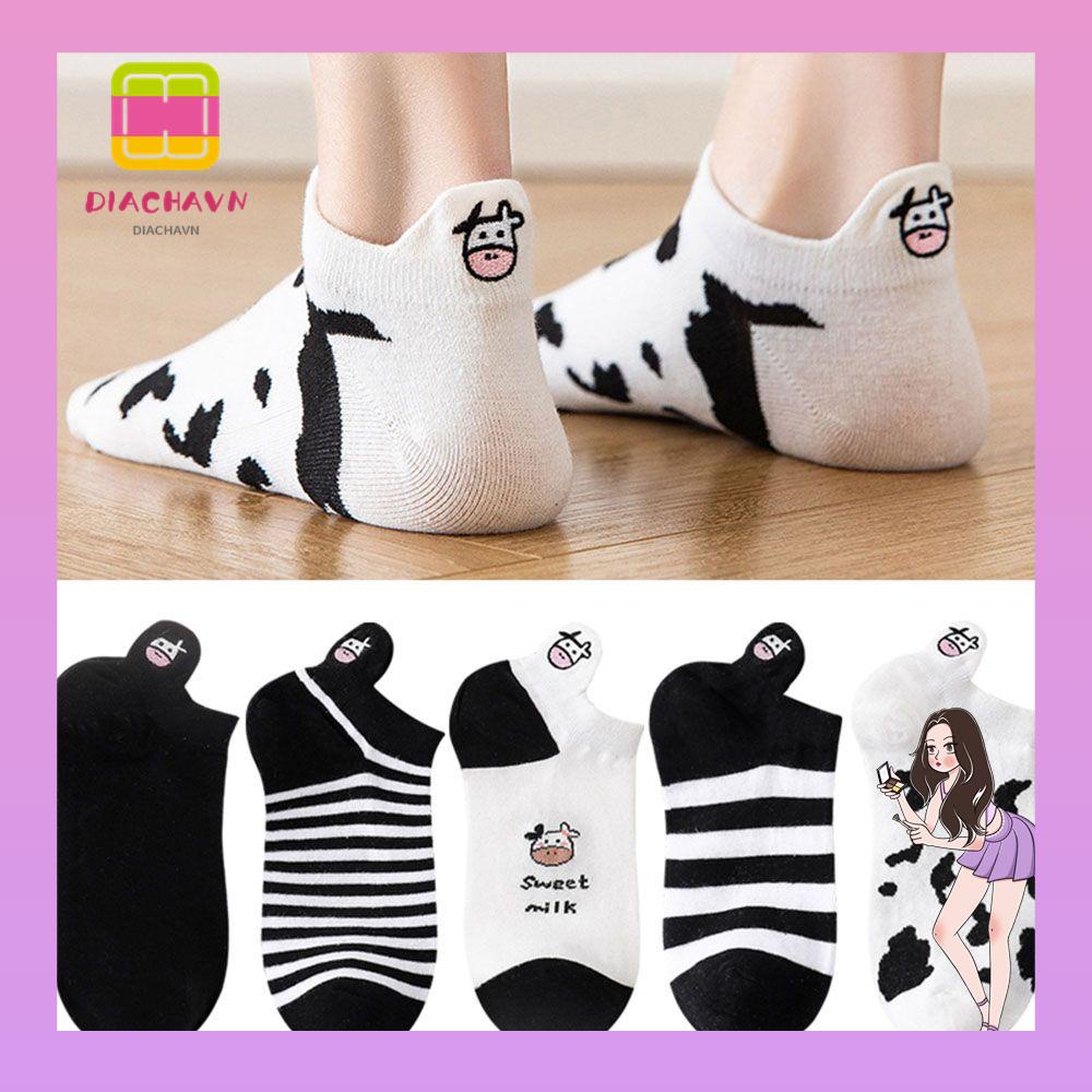 Vớ Cotton Cổ Thuyền In Họa Tiết Hoạt Hình Dễ Thương Thời Trang Xuân Hè Cho Nữ