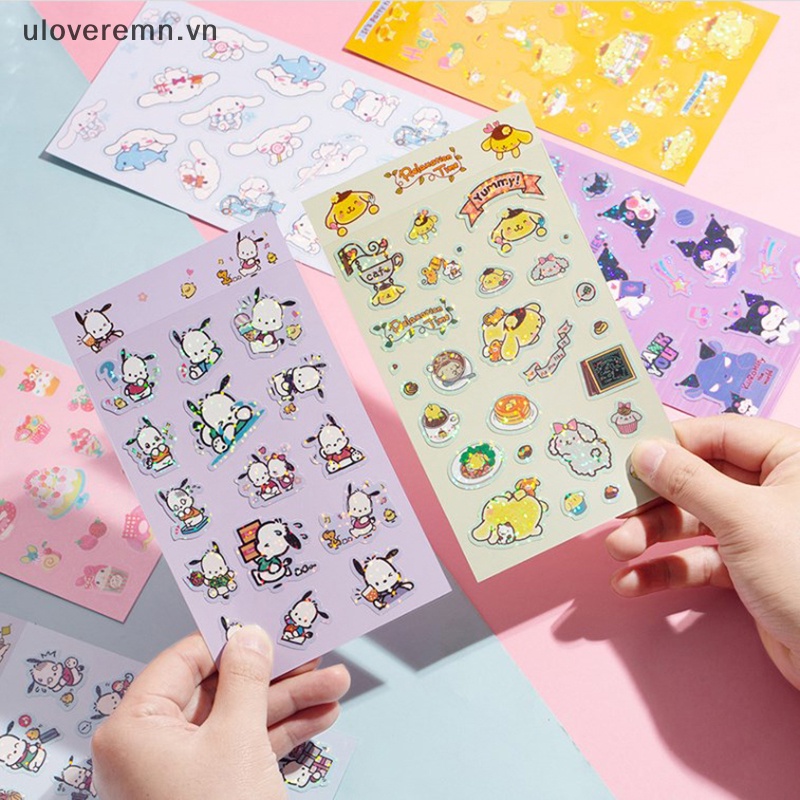 Set 5 Sticker Hình Sanrio Hello Kitty Kuromi Pachacco Goo Dễ Thương Dùng Để Trang Trí Sổ Tay / Nhật Ký