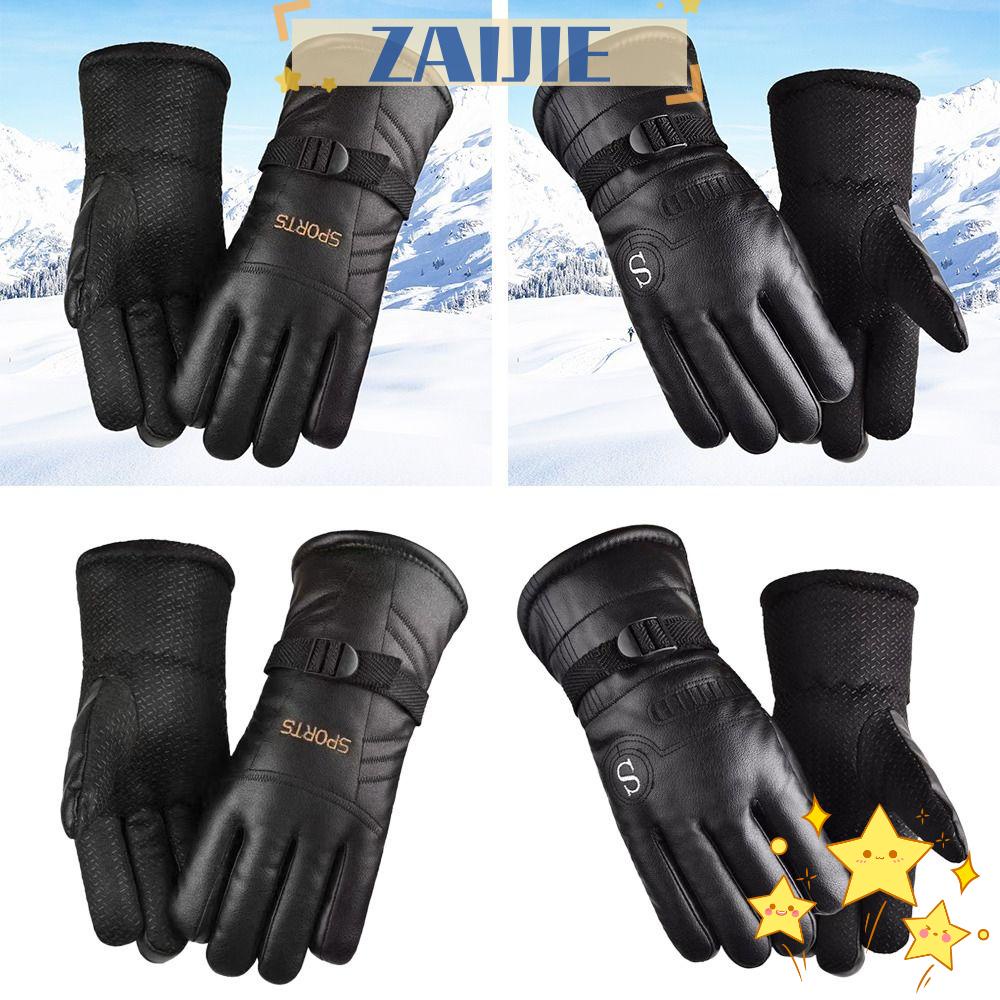 ZAIJIE24 Găng Tay Lái Xe Chất Liệu Da Lót Lông Cừu Giữ Ấm