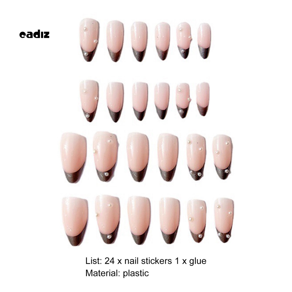 1 Bộ Móng Tay Giả Bằng Nhựa Siêu Mỏng Đính Ngọc Trai Nhân Tạo Che Phủ Toàn Diện Tháo Rời Được