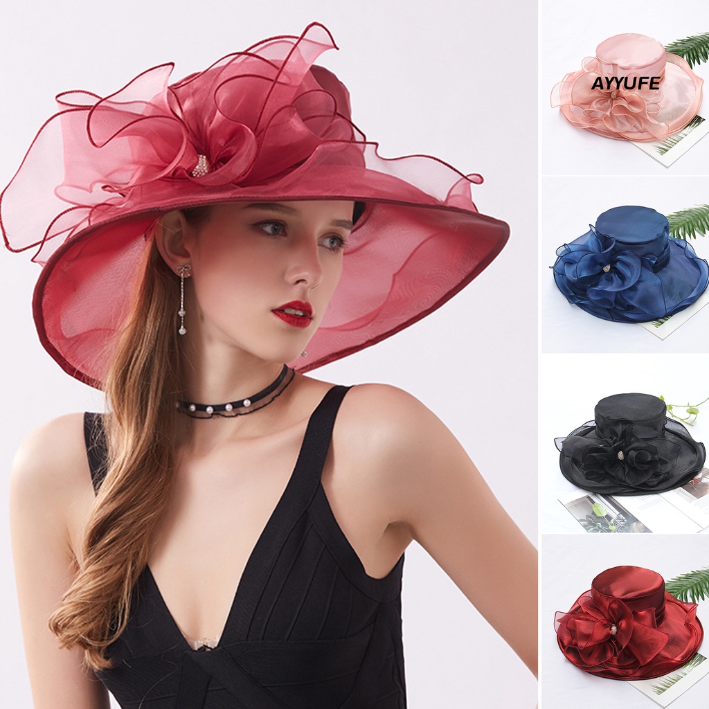 Mũ Rộng Vành Đính Hoa Vải Có Thể Gập Lại Dành Cho Nữ