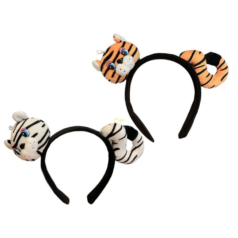 Flgo Băng Đô Cài Tóc Hình Hổ Hoạt Hình Có Đuôi Cho Búp Bê Trang Điểm
