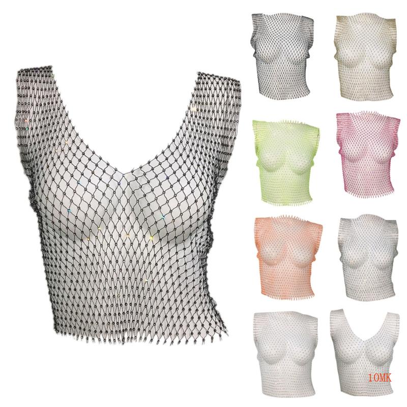 Xiangbao Áo Không Tay Dây Xích Đính Đá Gợi Cảm Cho Nữ Dự Tiệc Tối