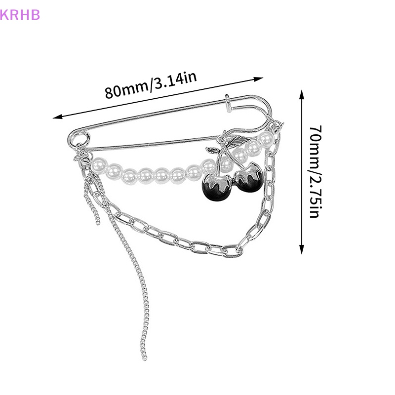 Ghim Cài Áo Hình Quả Cherry Đính Ngọc Trai Đen Phong Cách Gothic Harajuku Đường Phố Cho Nam Và Nữ Mới