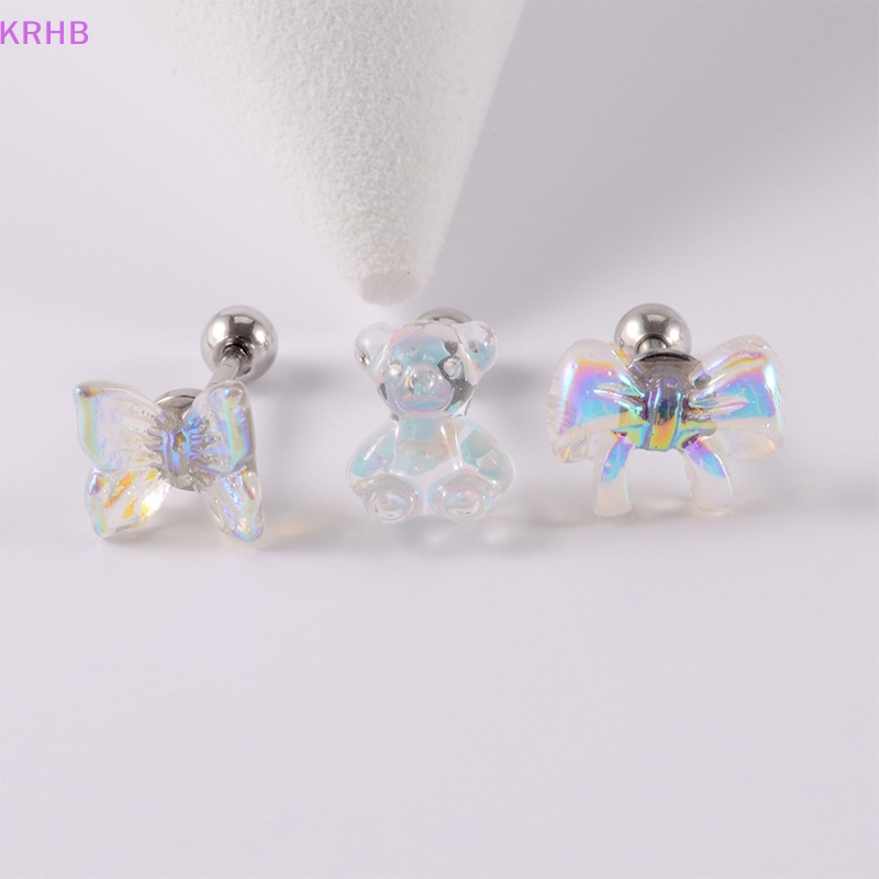 1 Khuyên Tai Dạng Xoắn Ốc Hình Bướm Gấu Thời Trang Cho Nữ Mới