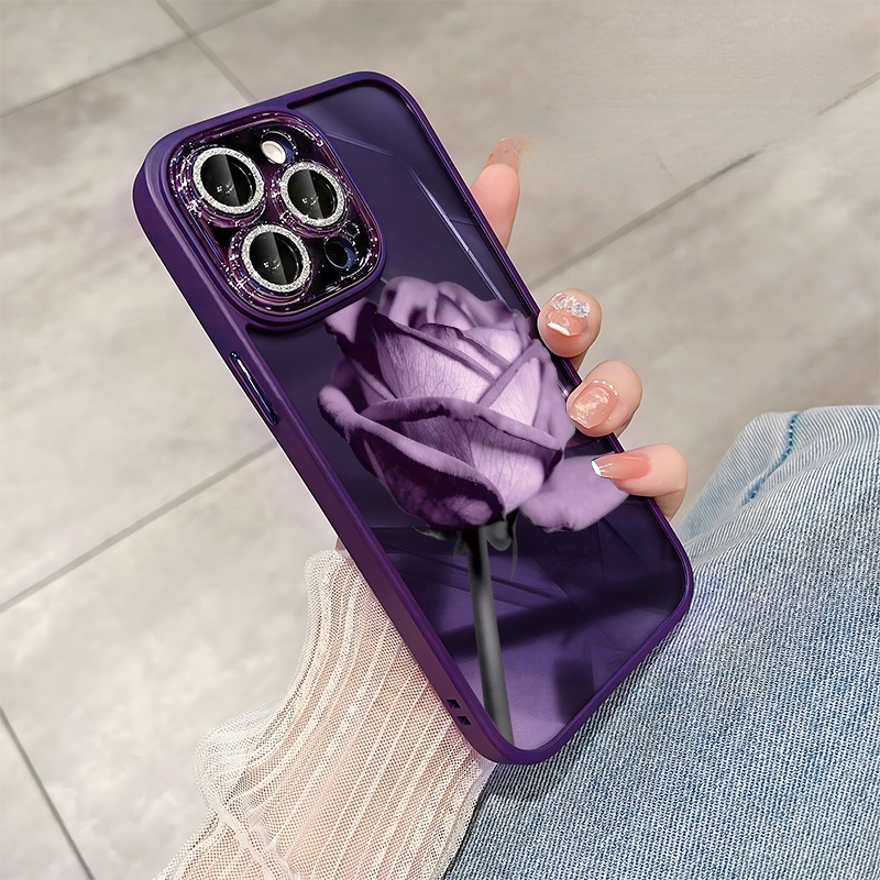 Ốp Điện Thoại TPU Họa Tiết Hoa Hồng Pha Lê Thời Trang Xinh Xắn Cho iPhone 14 13 12 11 Promax JCSHOP