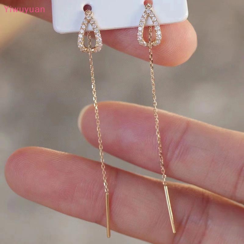 1 Đôi Bông Tai Dáng Dài Đính Đá Thời Trang Mới Cho Nữ
