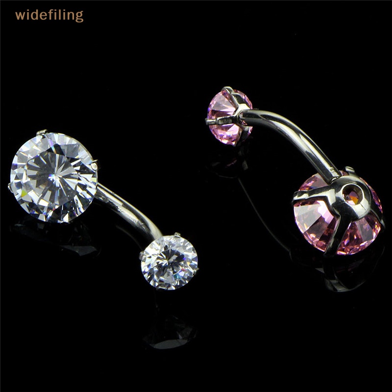 Khuyên Rốn Thép Bản Rộng Đính Đá Pha Lê Đẹp Mắt