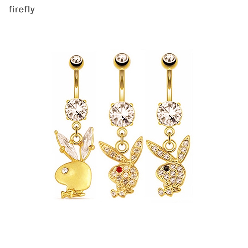 [firefly] Khuyên Rốn Hình Thỏ Pha Lê Dễ Thương Không Cần Khoan Lỗ