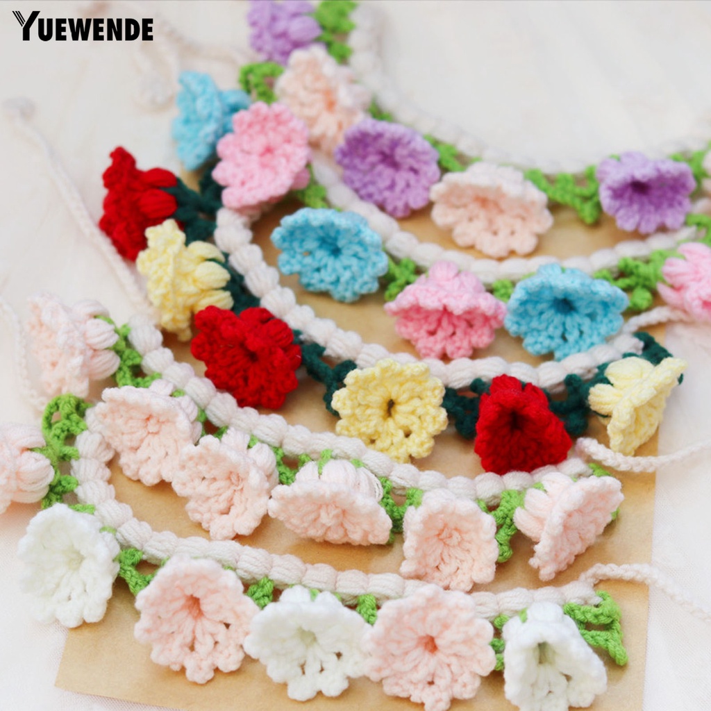 Vòng Cổ Đan Len Họa Tiết Hoa 3D Dễ Thương Có Thể Điều Chỉnh Cho Thú Cưng