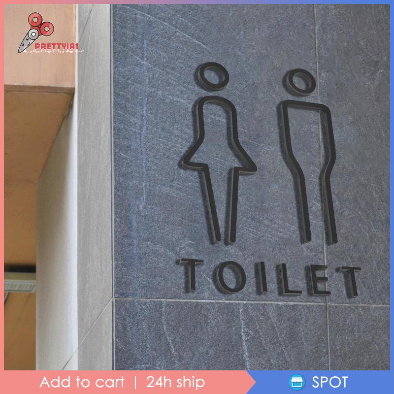 [Prettyia1] Set 2 Bảng Hiệu Toilet Phong Cách Bắc Âu Không Cần Khoan