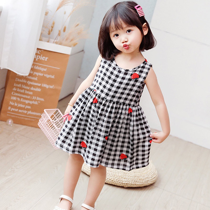 Đầm Sát Nách Chất Liệu cotton Lụa Mỏng Nhẹ In Họa Tiết Hoa Dễ Thương Thời Trang Mùa Hè Cho Bé Gái Từ 2-8 Tuổi