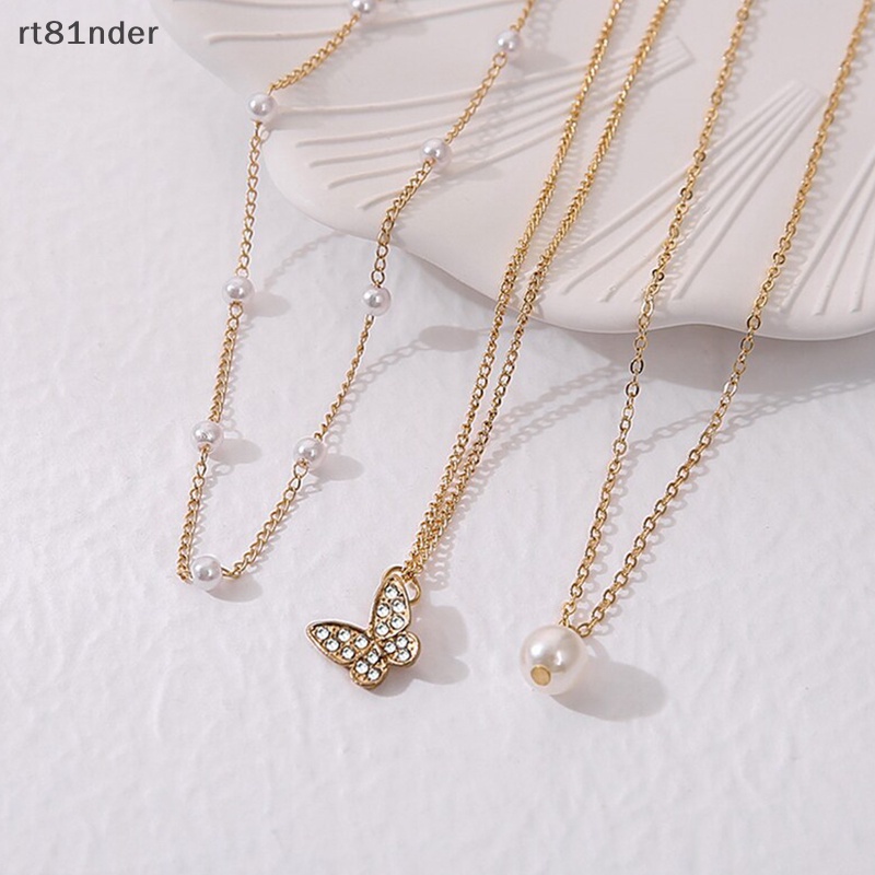 Rt Vòng Cổ Choker Nhiều Lớp Mặt Hình Bướm Và Ngọc Trai Thanh Lịch Dành Cho Nữ n