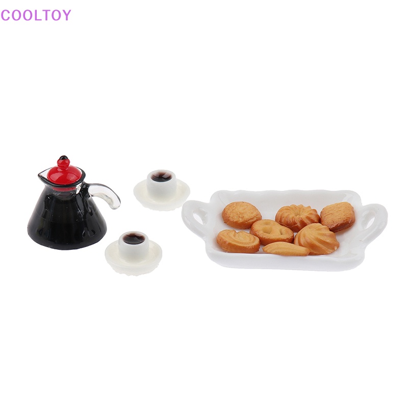 Cooltoy Bộ Ấm Tách Uống Cà Phê Bánh Macaroon Bằng Gốm Trang Trí Nhà Búp Bê