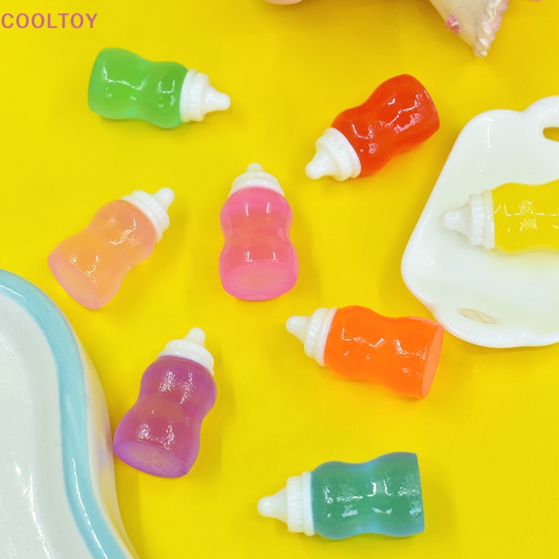 Cooltoy Set 10 Bình Sữa Em Bé mini Màu Dạ Quang Dễ Thương Trang Trí Nhà Búp Bê