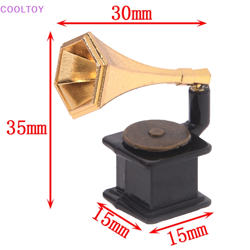 Cooltoy Mô Hình Máy Hát Đĩa Phong Cách vintage Tỉ Lệ 1: 12 Trang Trí Nhà Búp Bê
