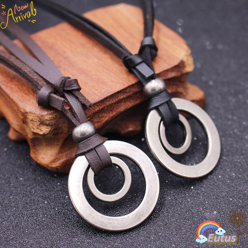 Set 2 Vòng Cổ Da Màu Đen / Cà Phê Có Thể Điều Chỉnh Kích Thước