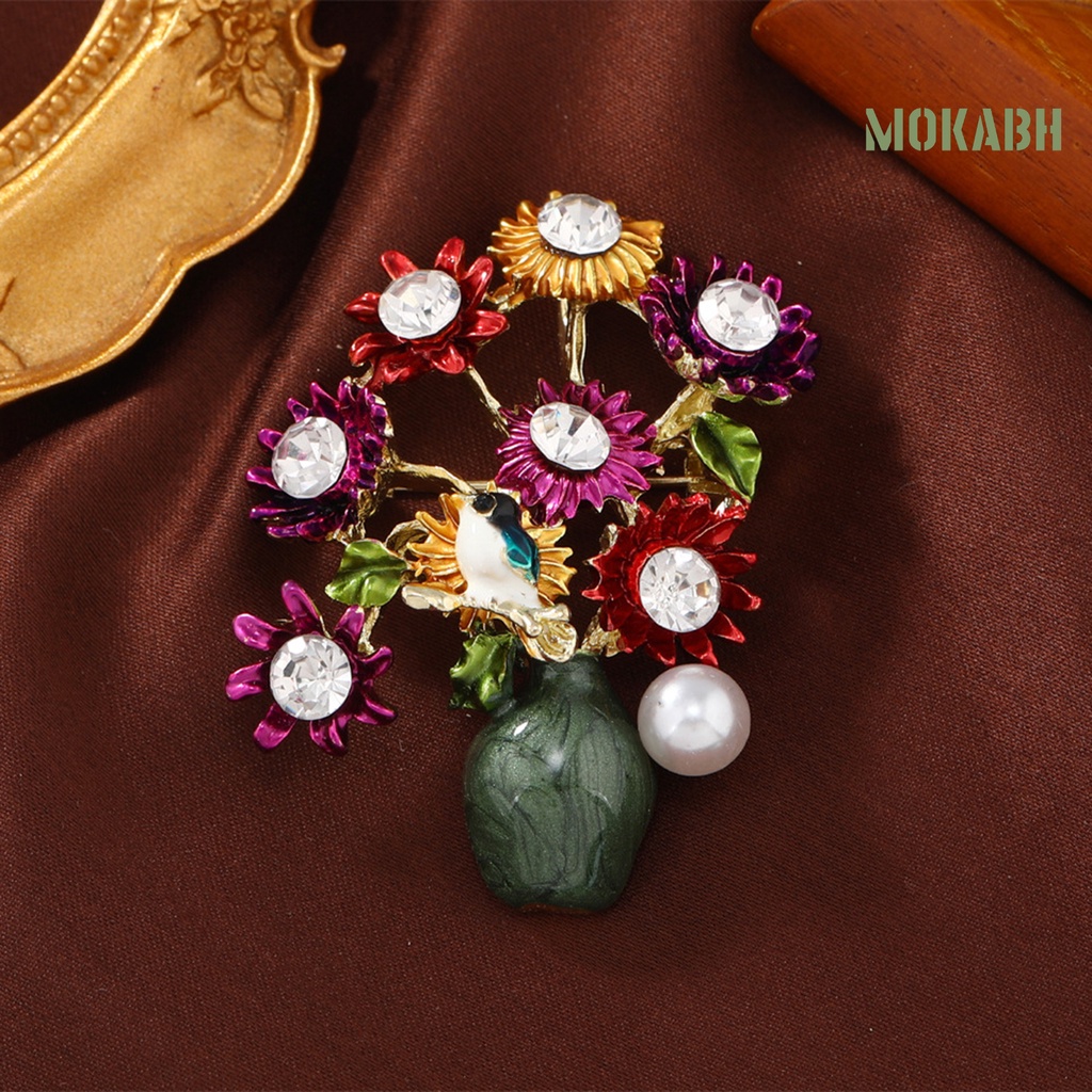 [Mokabh] Ghim Cài Áo Hình Hoa Hướng Dương Đính Ngọc Trai Giả Dầu Nhỏ Giọt Dễ Lên Màu Thanh Lịch Phù Hợp Với Quần Áo