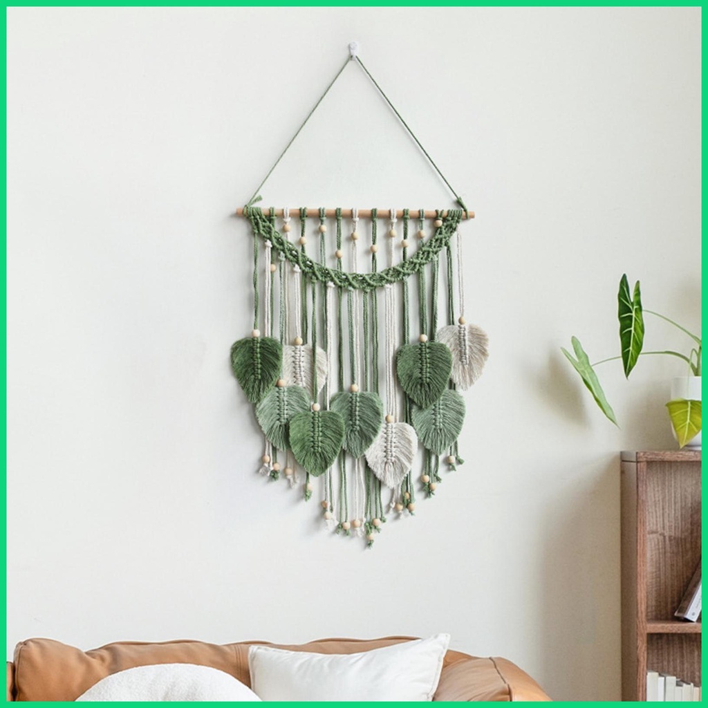 Thảm Dệt Lá Tua Rua Handmade Trang Trí Tường Phong Cách Bohemian