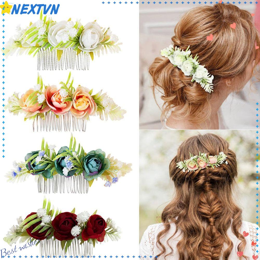 Lược Cài Tóc Hình Hoa Thanh Lịch Cho Cô Dâu|Phụ Kiện Trang Trí Tóc Xinh Xắn Chất Lượng