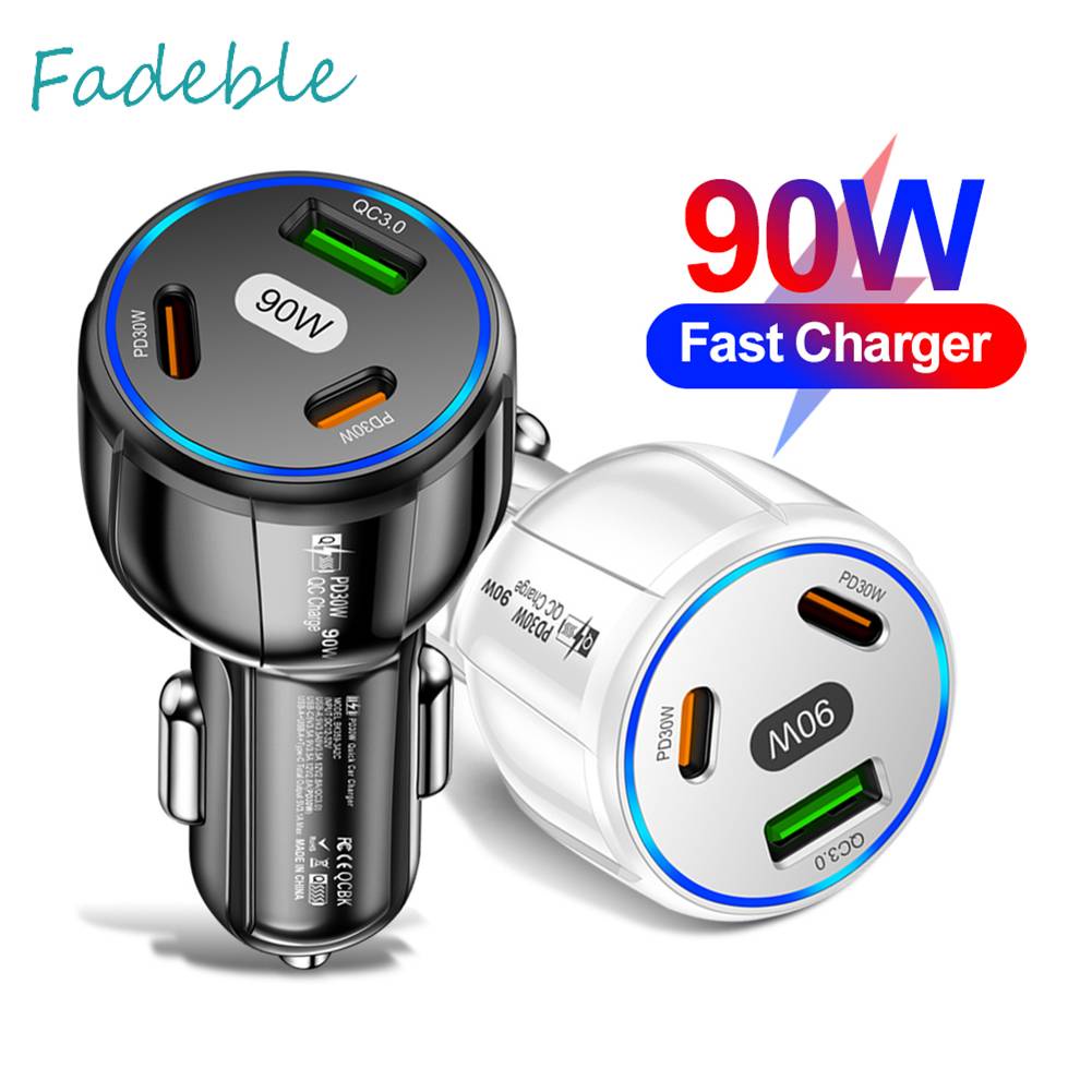 Cốc Sạc Điện Thoại 3 Cổng USB QC3.0 30W Type-C PD 30W DC12-32V Cho Xe Hơi