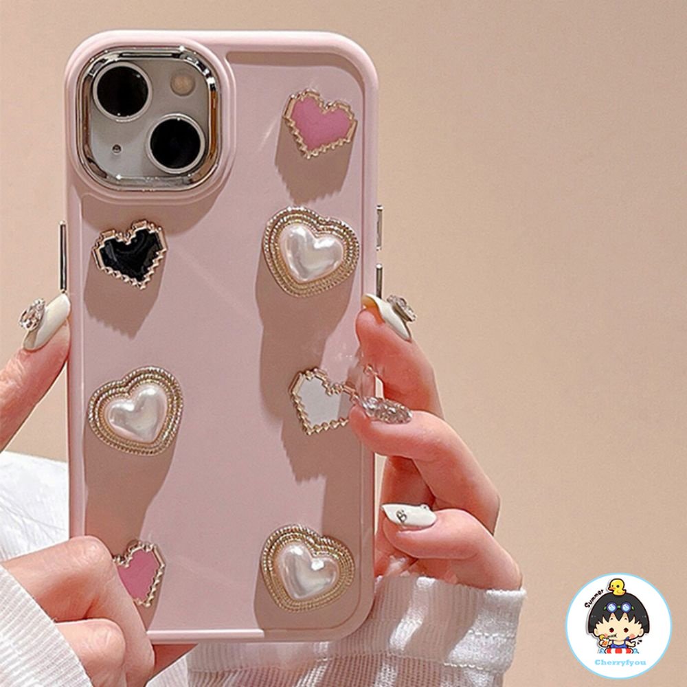 Ốp Điện Thoại TPU Mềm Chống Rơi Họa Tiết Trái Tim 3D Mạ Điện Cho IPhone 11 14 13 12 Pro Max