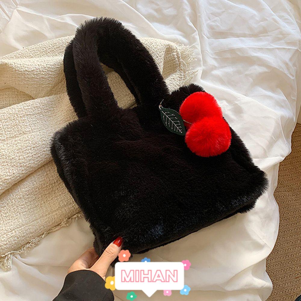 Túi Xách Tay Bằng Lông Nhung Hình Cherry Dễ Thương MIHAN1 Dành Cho Nữ