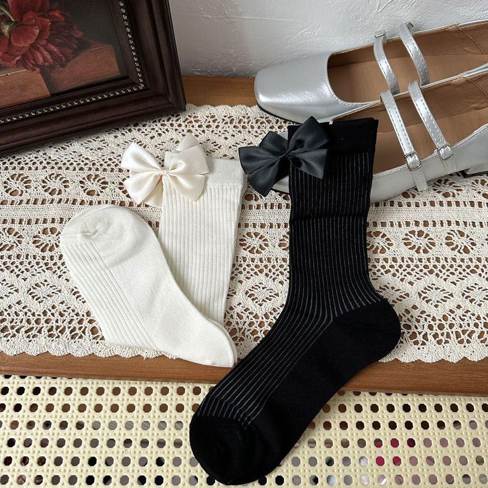 Vớ Cotton Cổ Trung Họa Tiết Kẻ Sọc 26Eddie Lolita Thời Trang Cho Nữ