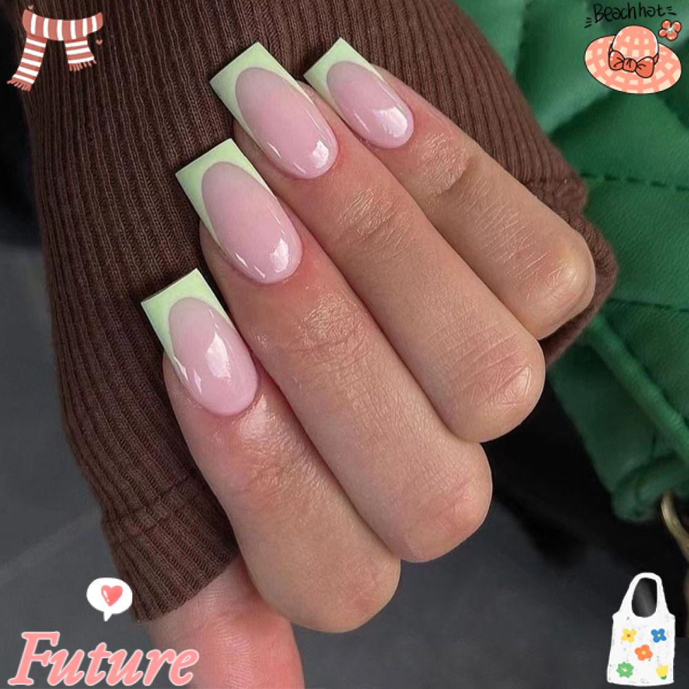 Set 24 Móng Tay Giả Dạng Nhấn Gợn Sóng Nhiều Màu Sắc Có Thể Tháo Rời