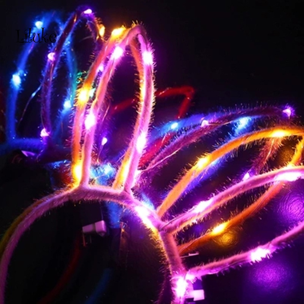 Băng Đô Tai Thỏ Có Đèn Led Hoạt Hình Đáng Yêu Cho Bé