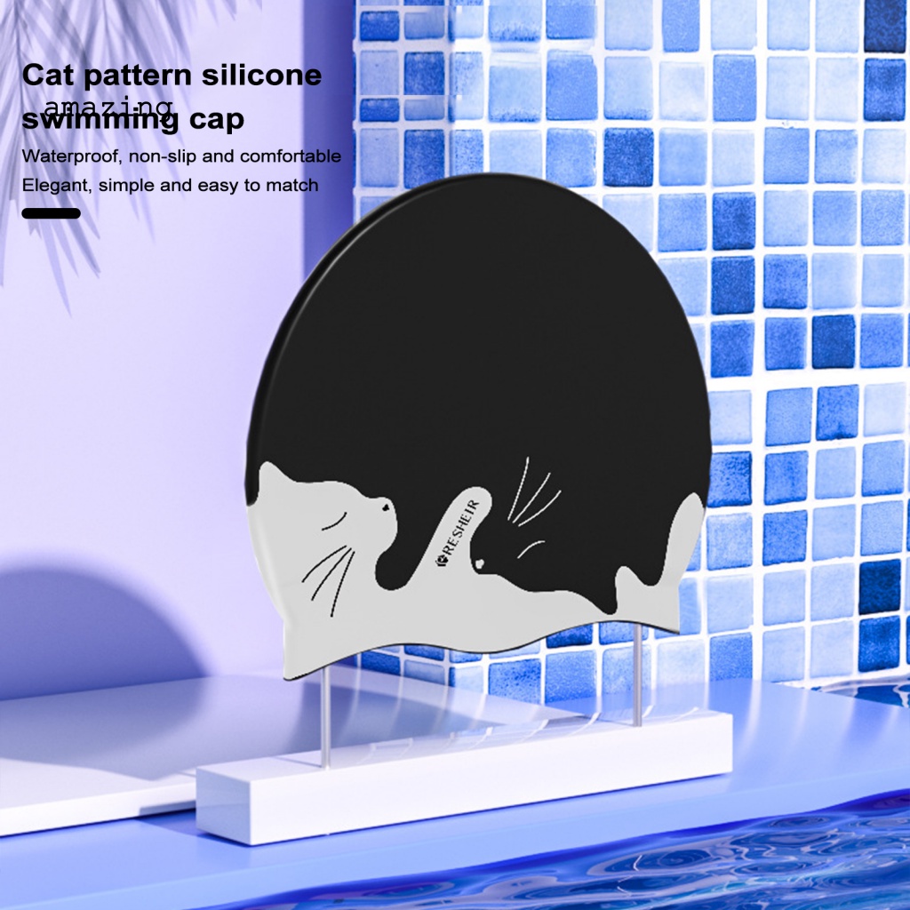 Mũ Bơi Silicon Chống Thấm Nước Bảo Vệ Tai Họa Tiết Hoạt Hình Cho Bé