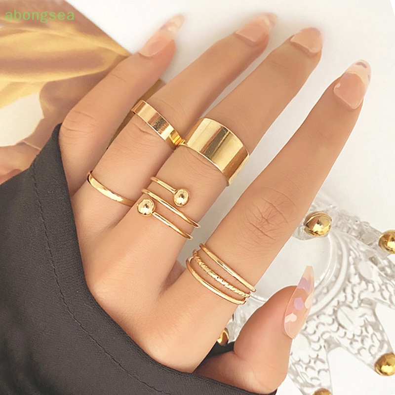 Set 5 Nhẫn Kim Loại Đeo Khớp Ngón Tay Phong Cách Vintage Cho Nữ