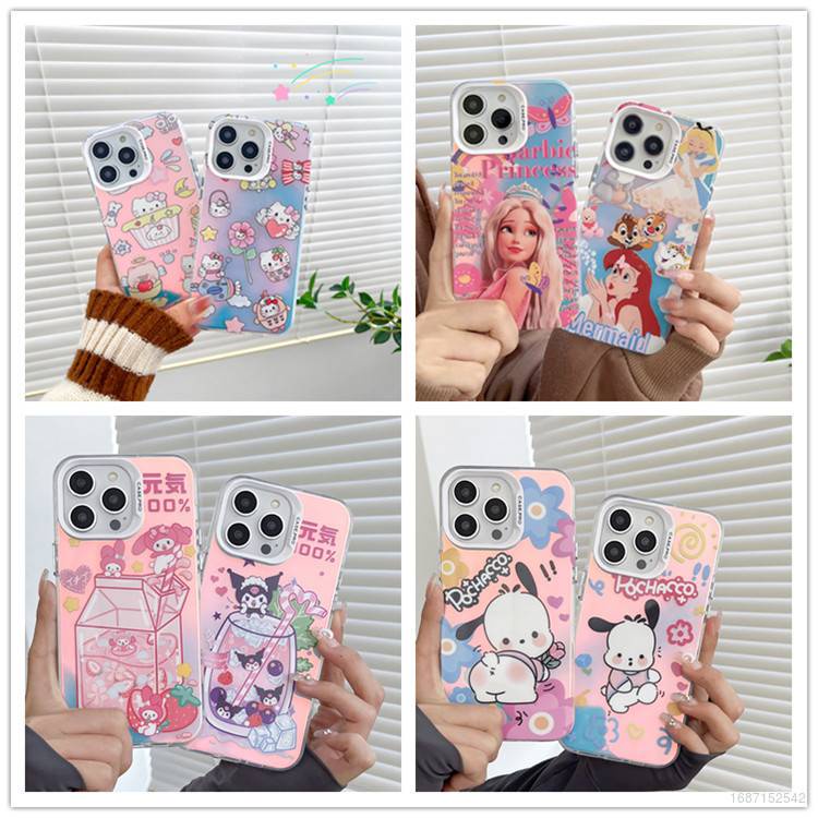 Ốp Điện Thoại Chống Vỡ Màu Laser In Họa Tiết Hoạt Hình Hello Kitty Cho iphone14Promax 13 13promax