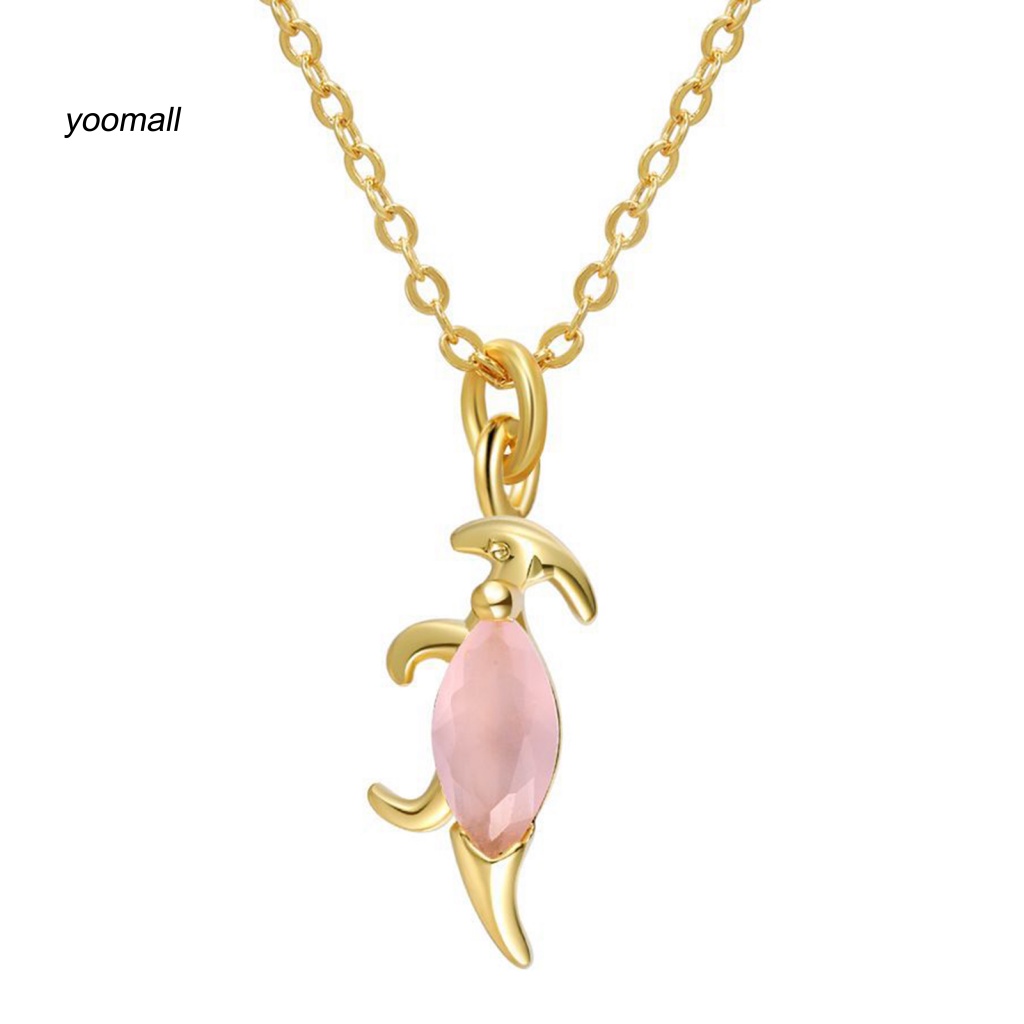 Yo / Vòng cổ Mặt Hình Khủng Long Đính Đá Zircon Mạ Điện Lâu Trôi Mặc Hàng Ngày