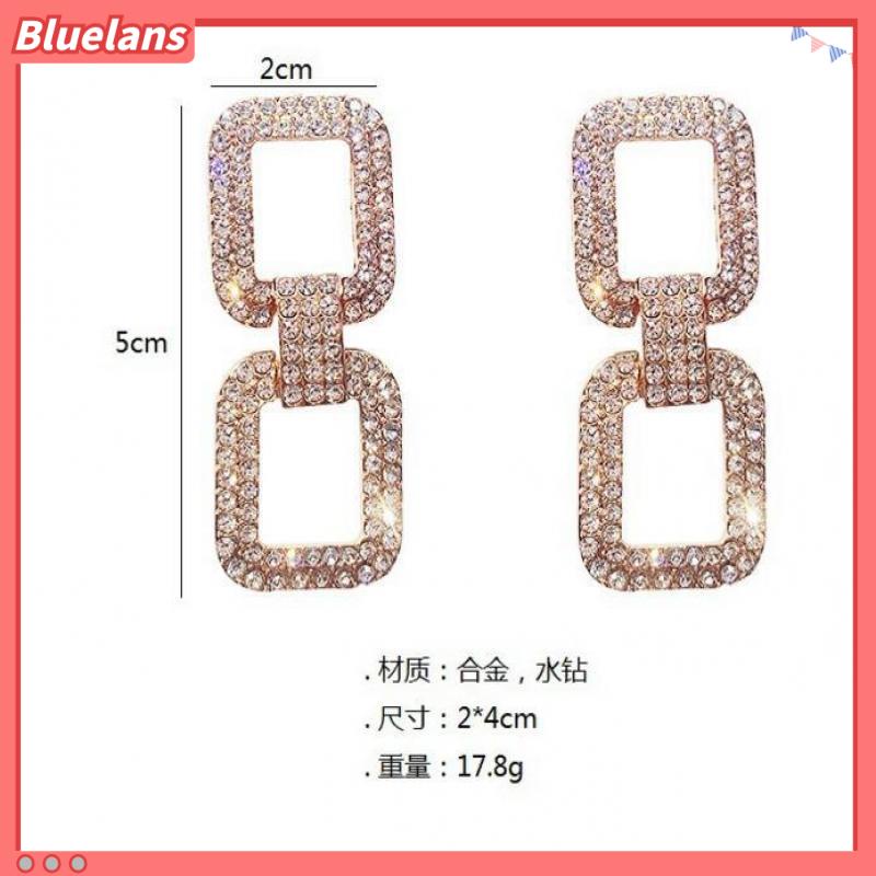 [BLS] Khuyên Tai Dáng Dài Đính Đá Vuông Cá Tính