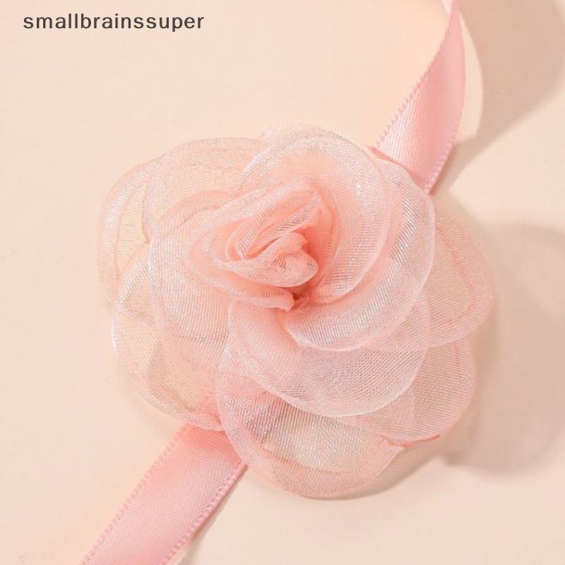 Vòng Cổ Choker Mặt Hoa Trà Thắt Nơ Phong Cách Vintage Cho Nữ SBS