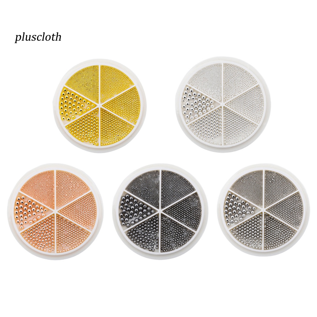 1 Hộp Hạt Tròn 3D Nhiều Kích Cỡ Trang Trí Móng Tay 0.8-3mm