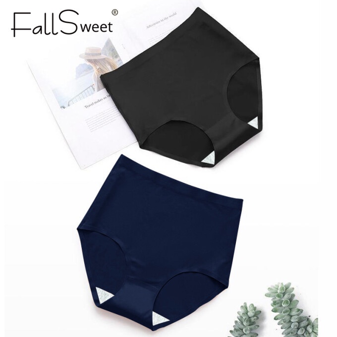 Fallsweet Quần Lót Cotton Lụa Lạnh Lưng Cao Không Đường May Thoáng Khí Nâng Hông Cho Nữ