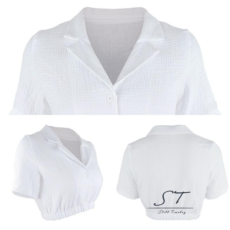 Áo Thun Lửng Ngắn Tay Hai Dây Màu Sắc Đơn Giản Dành Cho Nữ