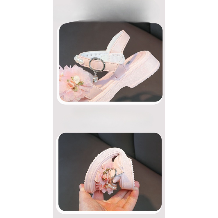 Xăng đan Đế Mềm Đính Hoa Phong Cách Hàn Quốc Cho Bé Gái