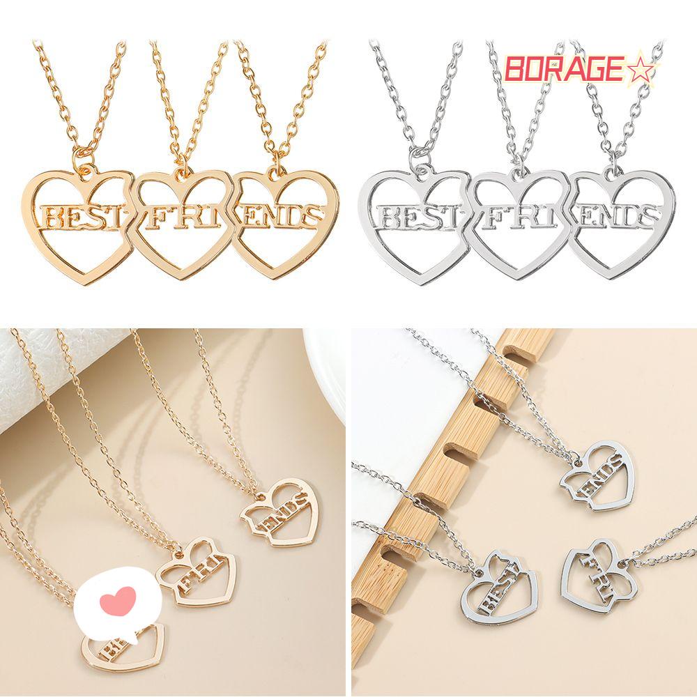 BORAG Bộ 3 Dây Chuyền Mặt Trái Tim Thời Trang Cho Nữ