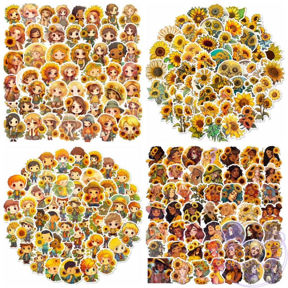 AVALENTINE Miếng Dán Trang Trí Điện Thoại Di Động Hình Hoa Hướng Dương / Cô Gái / Hoa Hướng Dương Kiểu Vintage